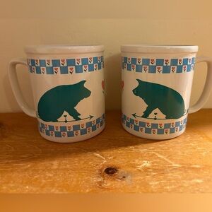 Vintage 1987 Weathervane TMC Group "Just the Thing" Cottagecore Ceramic Pig Mugs